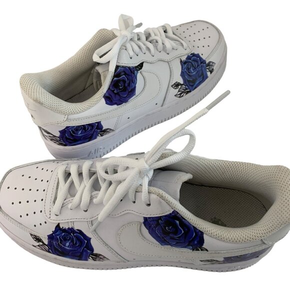 Custom Nike Air Force 1 Sneakers Blue Rose Mens Size 7 White Sneakers 7987 main image 6